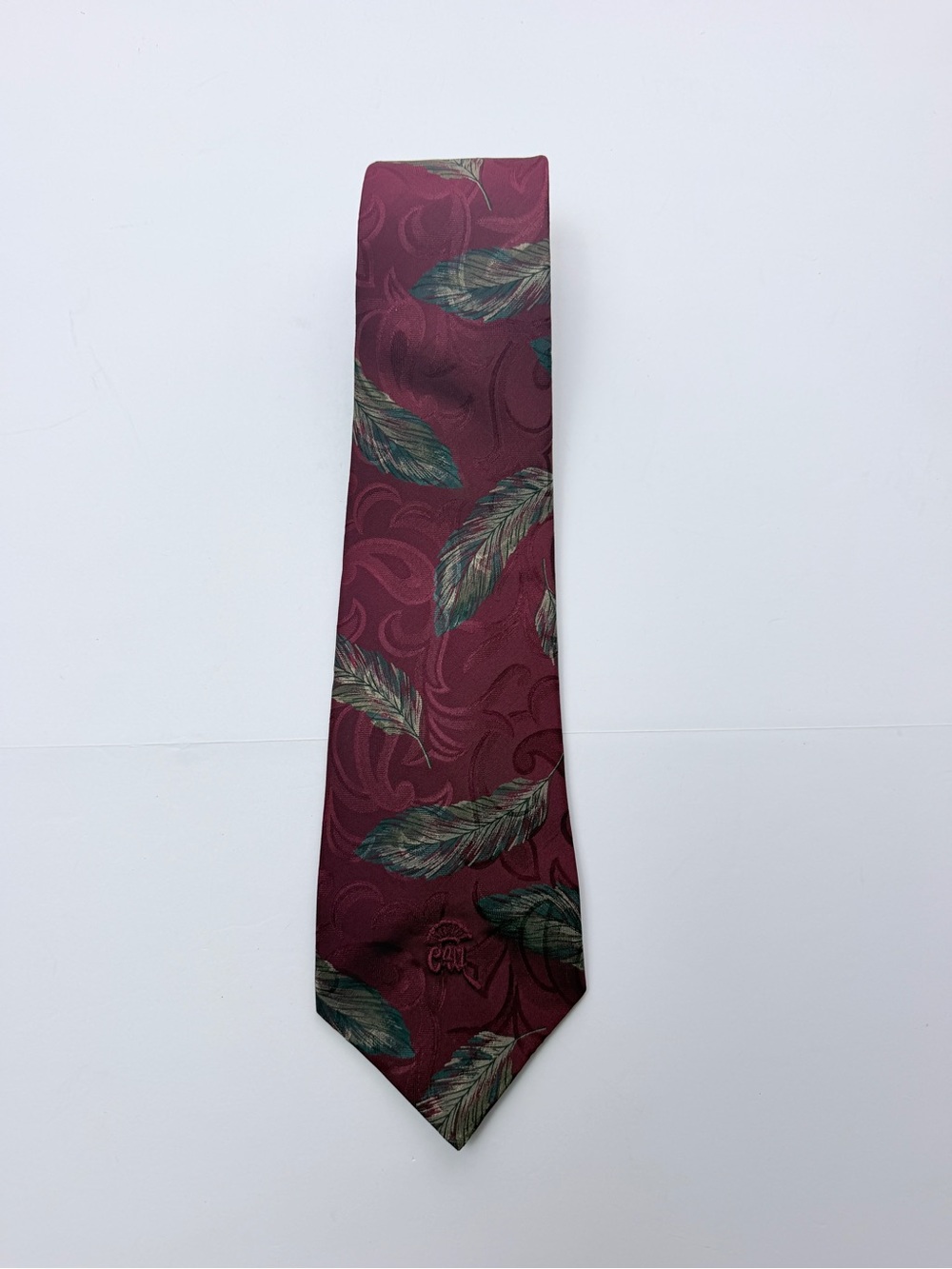 Countess Mara Men’s Silk Tie Burgundy Floral Leaf Jacquard Necktie 58” Classic